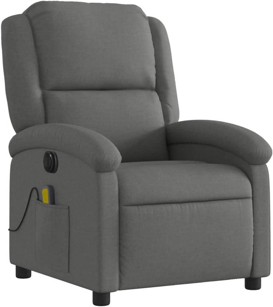Massagestoel, elektrisch, donkergrijs, stof, relaxstoel, massagestoel, televisiestoel, ligfunctie, elektrisch kantelsysteem, mA2 - QUORE