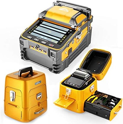 Fusion Splicer AI-9 Kit, glasvezellasapparaat met 6 motoren en kernuitlijning voor FTTH hoofdlijnen bouwprojecten en kabelsplitsing (EU Plug)