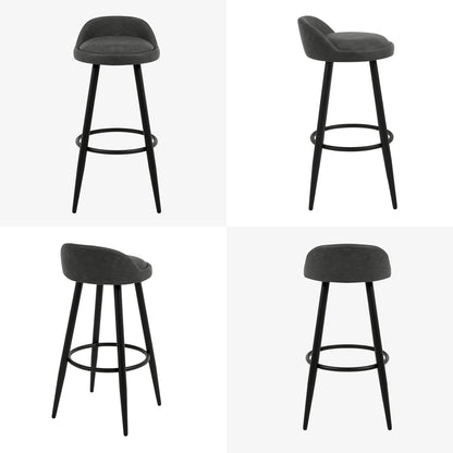 Barkruk Set van 2 - Stoel - Kleine stoel - Keukenstoel - 37,5 cm x 34 cm - Antraciet - QUORE
