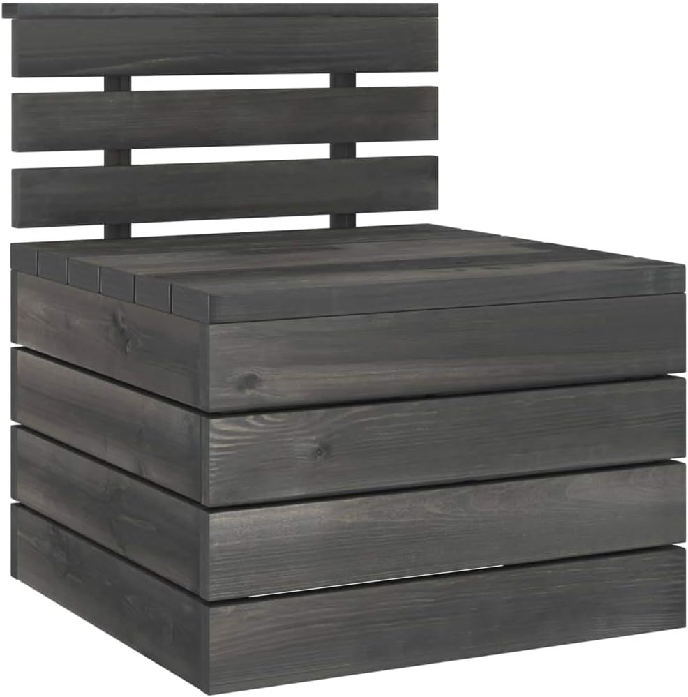 Terrasmeubelen, tuinbank, meubelsets, lounge-set, loungemeubelen, 2-delig, tuinbankstel van pallets grenenhout, donkergrijs - QUORE