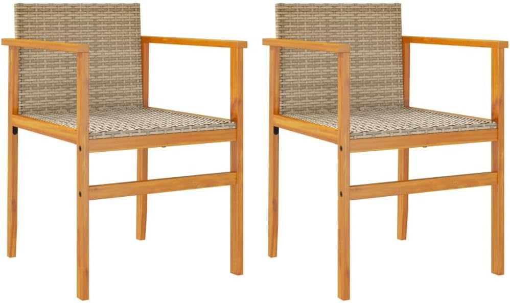 Tuinstoelen – Balkonstoelen – Tuinmeubilair – Terrasstoelen – Buitenstoelen – Set 2 Beige – Duurzaam PE-Rotan – Robuuste Stalen Frame
