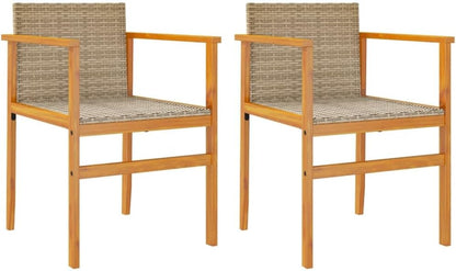 Tuinstoelen – Balkonstoelen – Tuinmeubilair – Terrasstoelen – Buitenstoelen – Set 2 Beige – Duurzaam PE-Rotan – Robuuste Stalen Frame
