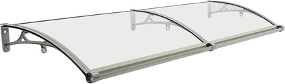Outdoor Roof, Front Door, Arch Roof, Rectangular Front Door Roof Canopy Door Roof Window Awning Canopy for Bicycle Protection Pavilions 200 x 60 cm (Clear + Silver) - QUORE