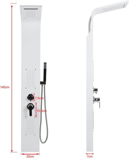 Doucheset – Douchekolom – Regendouche – Handdouche – Thermostaatkraan – Hydromassage – Verstelbare Waterstraal – Wit