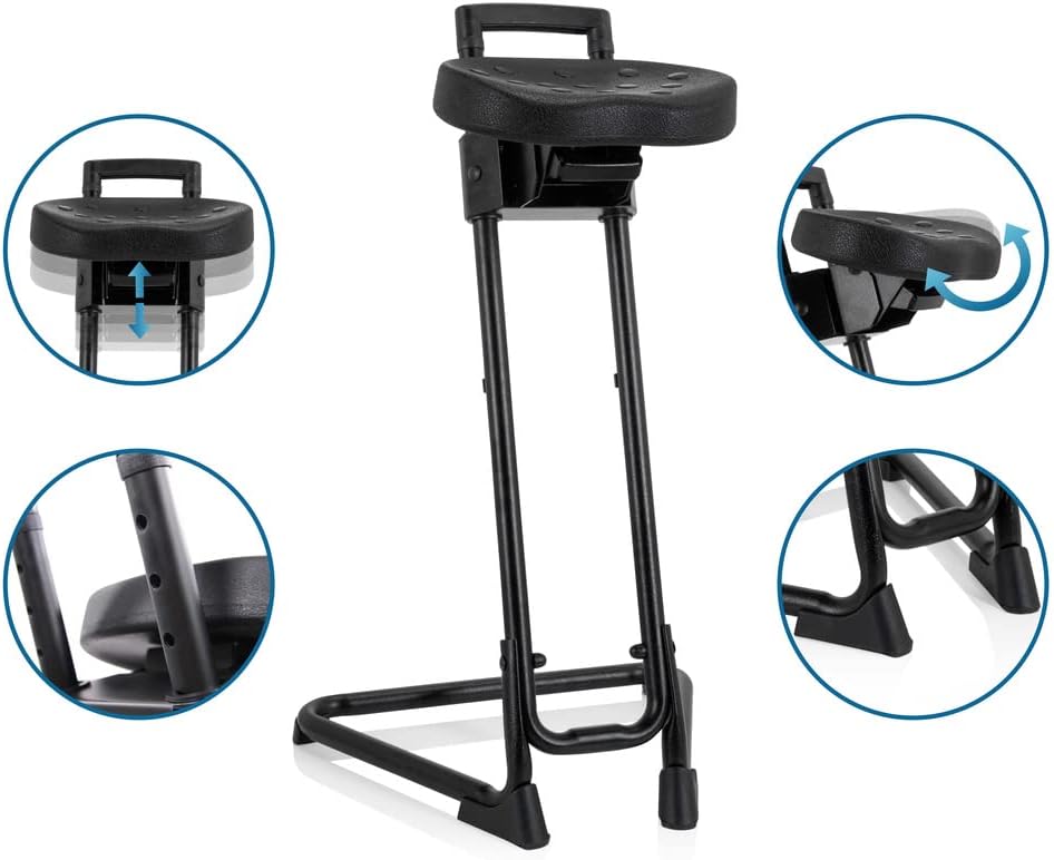 hjh OFFICE 830010 Stahulp TOP Work 32 hardschuim/metaal werkkruk staande stoel ergonomisch, hoogte en helling verstelbaar
