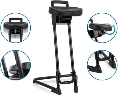 hjh OFFICE 830010 Stahulp TOP Work 32 hardschuim/metaal werkkruk staande stoel ergonomisch, hoogte en helling verstelbaar