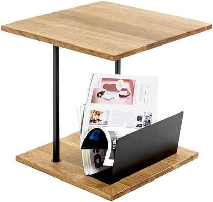 HAKU Bijzettafel eiken, zwart, Massief hout, metaal - Maat: B 45 cm x H 45 cm x D 45 cm, Stijl: Modern