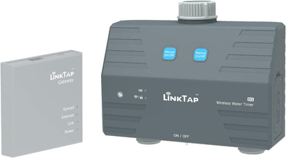 LinkTap D1 Draadloze Bewateringscomputer - Gateway Vereist - 2-Zone Besproeiingstimer, ingebouwde stroommeters en valdetectiesensor, Weerbewust, Ruimer Bereik dan WiFi, 1,5 Jaar Batterijduur, IP66