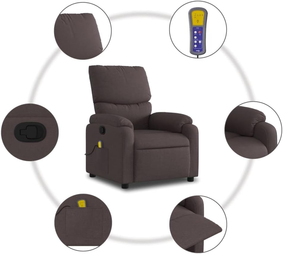 ZIRLANLV Recliner Adjustable Backrest, Relaxation Chair with Vibrating Function, Massage Chair, TV Chair, Deck Chair, Upholstered Chair, Recliner (Wine red) (Dark Brown #04)
