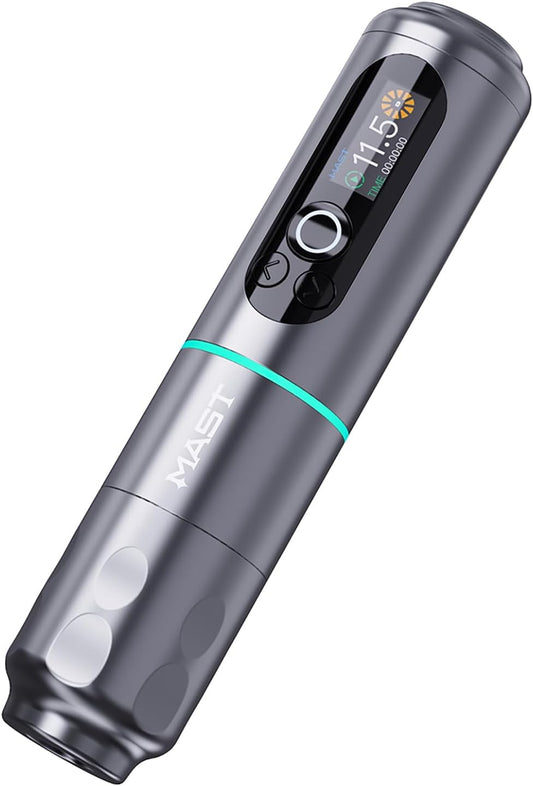 Mast Archer2 Wireless Tattoo Gun Rotary Battery Tattoo Pen Machine, Brushless Motor by Mcore, Smart Screen & 2000mAh Battery Capacity for Run Long Time, 3.5mm Stroke Length for Tattoo Artists(GREY)