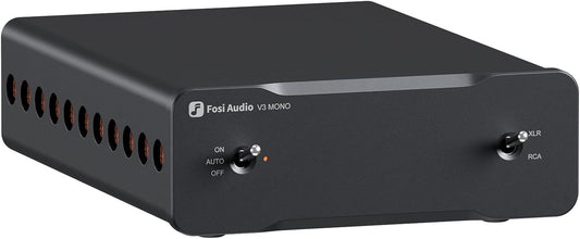 Fosi Audio V3 Mono Versterker Stereo HiFi 2/2.1/3/4/5 Kanaal, Klasse D Versterker, TPA3255 240W voor Home Theater Buiten Desktop Boekenplank Luidsprekers RCA/XLR Gebalanceerde Ingangen, met 48V 5A