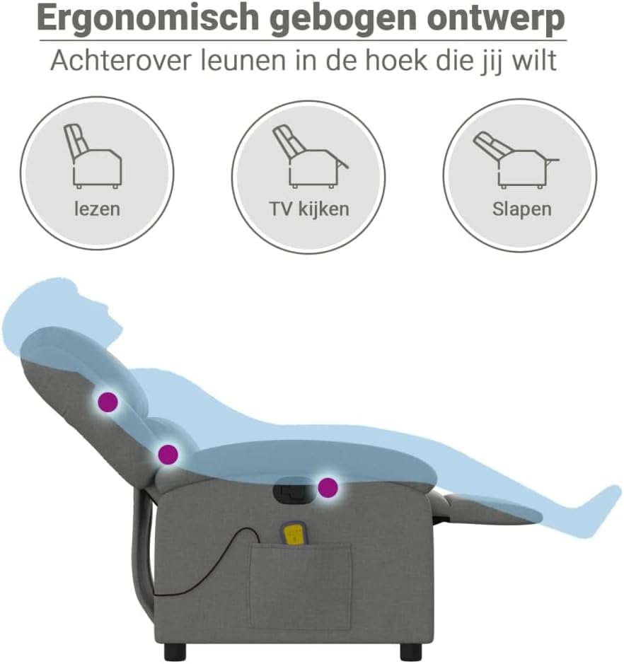 vidaXL Massage Chair Adjustable Fabric Dark Grey, Chair Armchair, Armchair, Armchair, Armchair, Chair, TV Chair, TV Chair, TV Chair, TV Recliner - QUORE