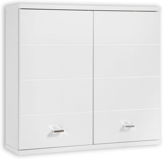 Badkamerkast – Wandkast – Opbergkast – Hangkast – Badkamermeubel – Wit Hoogglans – Ruime Opbergruimte – Compact 76x71x23 cm