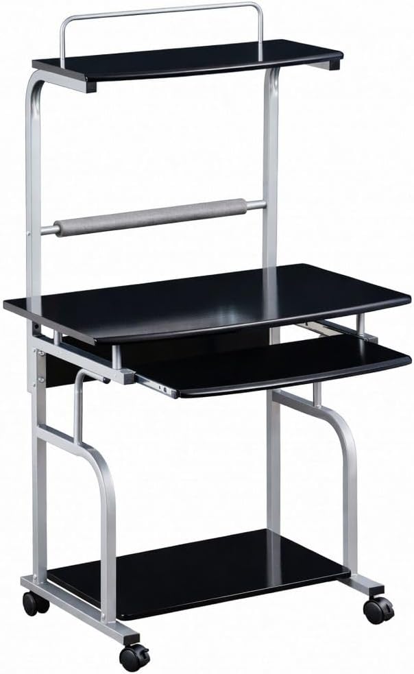TECHLY ICA-tb 7800bk, metalen computerbureau, MDF (zwart metaal, zwart, metaal, 4 (S), 800 mm, 690 mm)