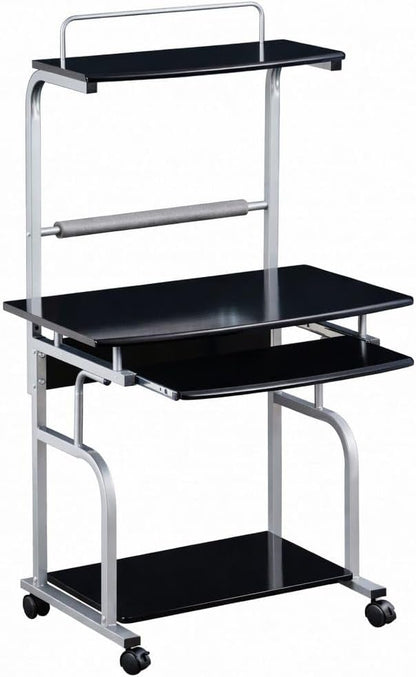 TECHLY ICA-tb 7800bk, metalen computerbureau, MDF (zwart metaal, zwart, metaal, 4 (S), 800 mm, 690 mm)