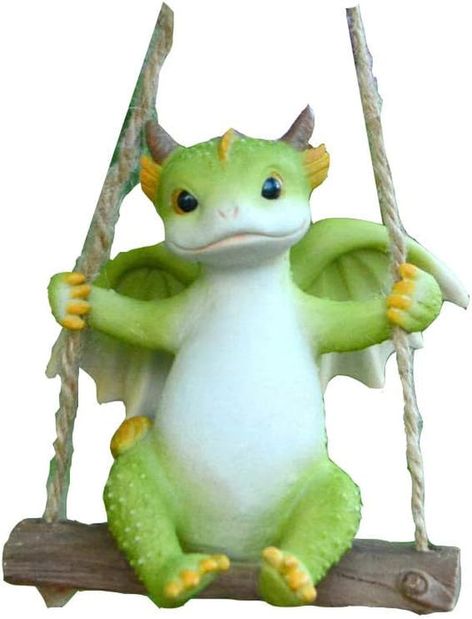 Miniatuur Fairy Garden Drakenfiguren- Swing Draken Standbeeld