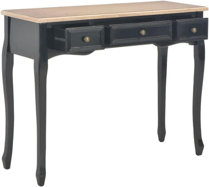 vidaXL Side Table with 3 Drawers Black Dressing Table Makeup Table Bedroom Table