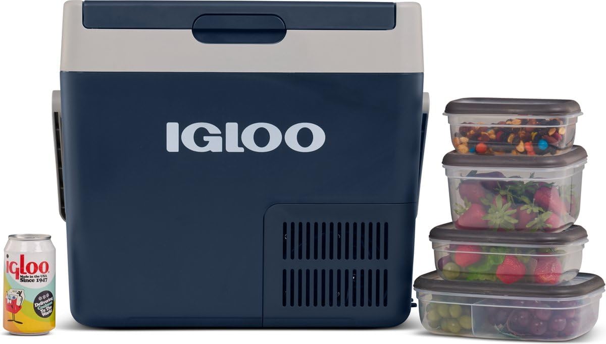 IGLOO ICF32 Draagbare compressor-koelbox, 32 l, 12/24 V, 230 V, elektrische koelbox, -18 °C tot 20 °C, mini-koelkast, vriesbox voor camping, auto