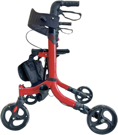 Vitalk Pro SC5023B Opvouwbare rollator, lichte aluminium wandelwagen voor senioren, met remmen, zitting, mand en 4 wielen