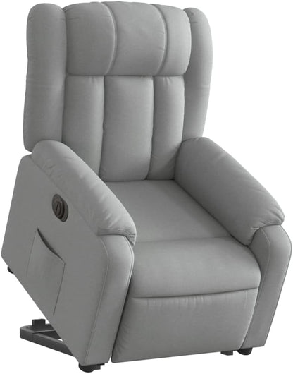 Relaxstoel met opstahulp – Elektrische relaxstoel – Tv-stoel – Ligstoel – Enkel ligstoel – Elektrische ligfunctie tot 135° – Lichtgrijze stof bekleding