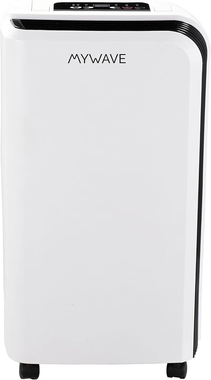 My Wave Draagbare luchtontvochtiger, 10 l, vermindert vocht, anti-schimmel, ideaal voor ruimtes tot 15 m², timer voor maximaal 24 uur en controlelampje