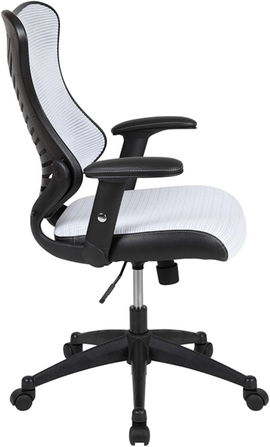 Flash Furniture High Back Designer White Mesh Executive Swivel Ergonomische bureaustoel met verstelbare armen, 65,75 cm B x 64 cm D x 99 cm H