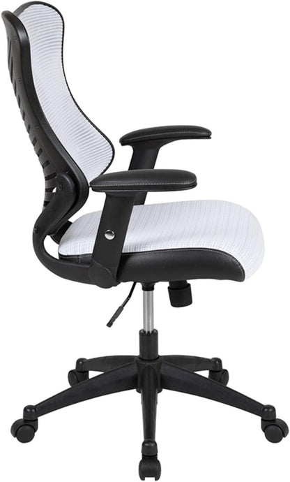 Flash Furniture High Back Designer White Mesh Executive Swivel Ergonomische bureaustoel met verstelbare armen, 65,75 cm B x 64 cm D x 99 cm H
