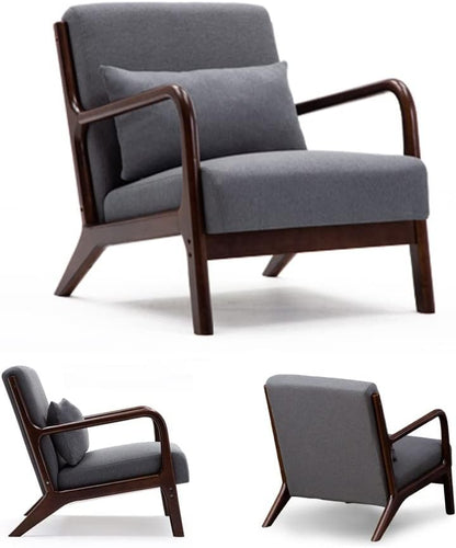 Armchair Chair,Armchair Accent Sofa Chairs Wooden Modern Lounge Armchair,Elegant Upholstered Lounge Chair For Living Room,Bedroom,Linen Fabric Padded Reading Chair Side Chair