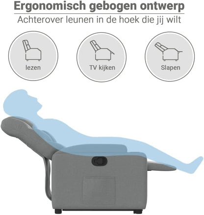 vidaXL Stand Up Chair Adjustable Fabric Light Grey, Stand Up Aid Recliner Armchair for Elderly, Electric Stand Up Aid Chair