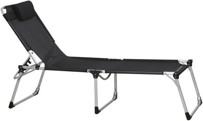 Siena Garden Ligzool, 214x70x45cm, frame: aluminium, zilver, oppervlak: textielbekleding in zwart, zwart