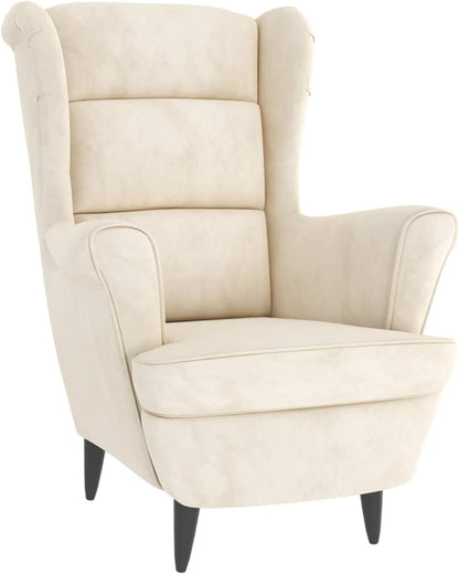 Tidyard Recliner Chair High Back Chair with Footrest Velvet Wooden Legs Armchair for Bedroom TV Chair Living Room Velvet Chair with Footrest