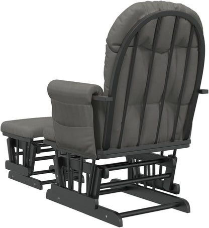 Schuifstoel – Relaxstoel – Fauteuil – Voedstoel – Lounge Stoel – Massief Rubberhout – Donkergrijs Stof