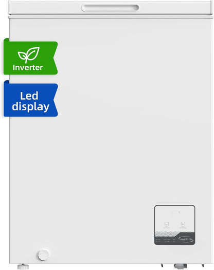 CHiQ FCF142DE, Vrieskist, 142 L, Inverter Technologie, Digitaal LED Display, Snelvriezen tot -32℃, Wit, 39 dB, 12 Jaar Garantie op Compressor