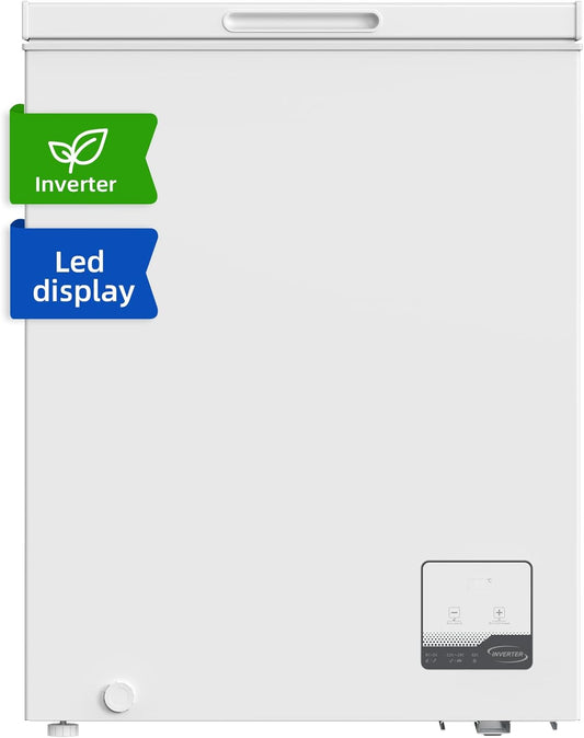 CHiQ FCF142DE, Vrieskist, 142 L, Inverter Technologie, Digitaal LED Display, Snelvriezen tot -32℃, Wit, 39 dB, 12 Jaar Garantie op Compressor