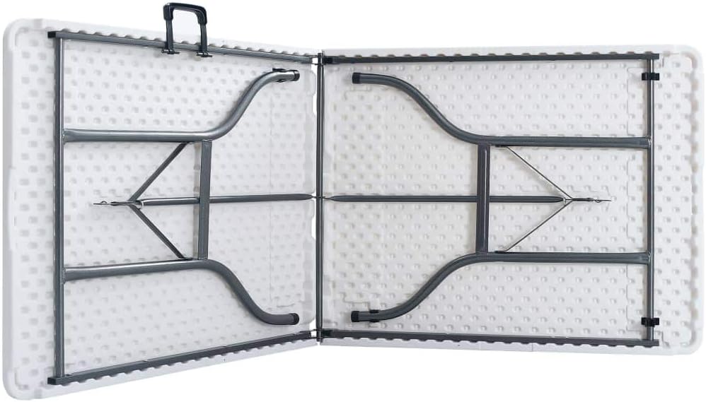Lounge tuinmeubelset balkon meubelset tuinlounge set inklapbare tuintafel met 2 banken 180 cm staal en HDPE wit - QUORE