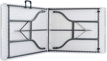 Lounge tuinmeubelset balkon meubelset tuinlounge set inklapbare tuintafel met 2 banken 180 cm staal en HDPE wit - QUORE