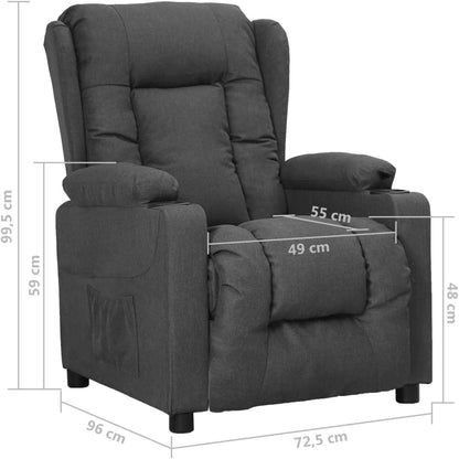 Relaxstoel donkergrijs stof tv-stoel met ligfunctie, enkele ligstoel, relaxstoel voor woonkamer, slaapkamer A1 - QUORE