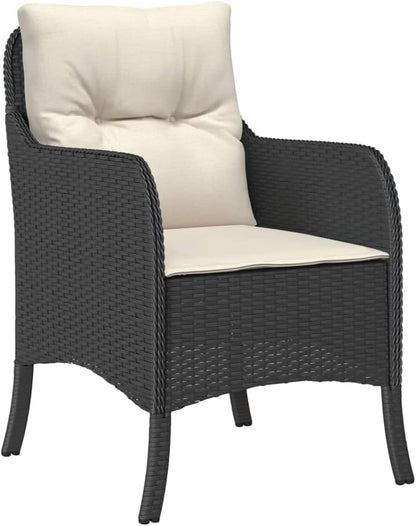 Gecheer Garden Chairs with Cushion 2 Pieces Black Poly Rattan Garden Chair Poly Rattan Garden Chair Rattan Garden Chairs Rattan Garden Chairs - QUORE