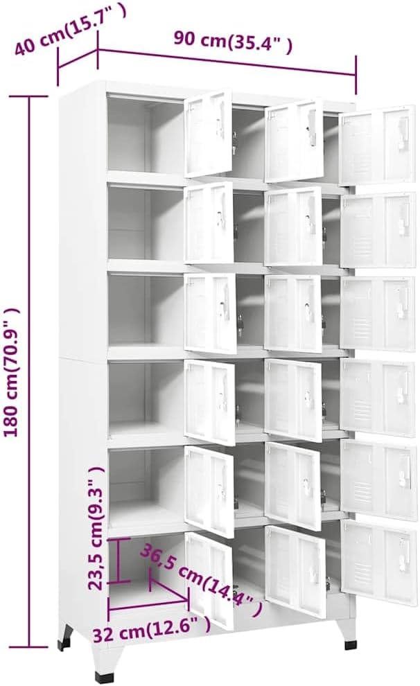 vidaXL Locker Cabinet with 18 Compartments Metal Locker Cupboard Cabinets Lockers - QUORE