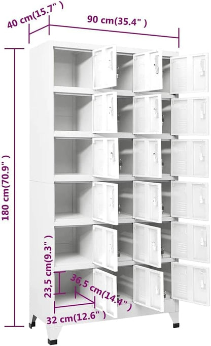 vidaXL Locker Cabinet with 18 Compartments Metal Locker Cupboard Cabinets Lockers - QUORE