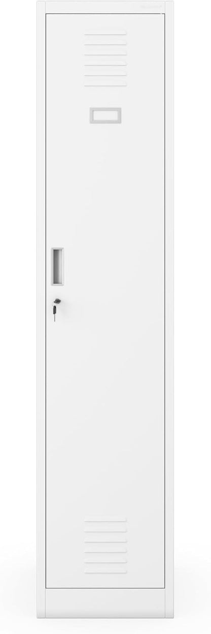 Jan Nowak Metal Clothes Locker Lockable Wardrobe for Dressing Room and Social Room with Partition Ventilation Hooks and Clothes Rail Robust Locker Cabinet 180 x 50 x 40 cm - QUORE