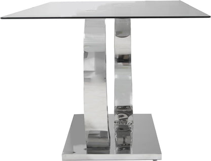 DRW Rechthoekige eettafel van metaal en glas in transparant en chroom 160 x 90 x 75 cm