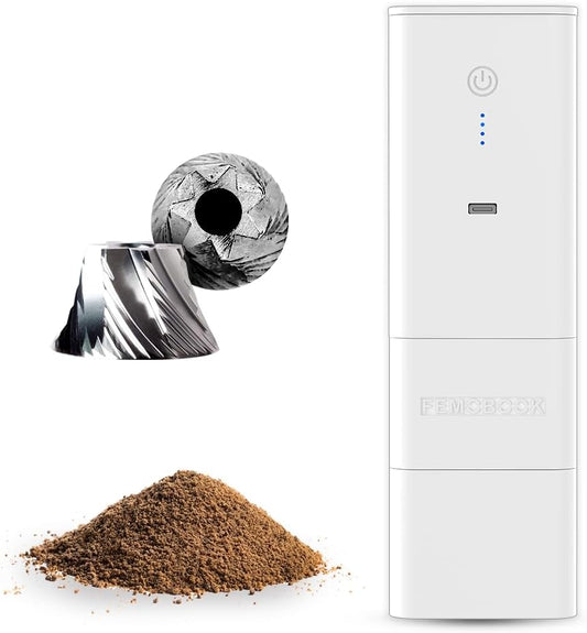 Elektrische koffiemolen wit – koffiemaler, koffiebonenmaler, draagbare koffiemolen, draadloze koffiemolen – 120+ maalstanden – 4000 mAh accu met USB-C opladen