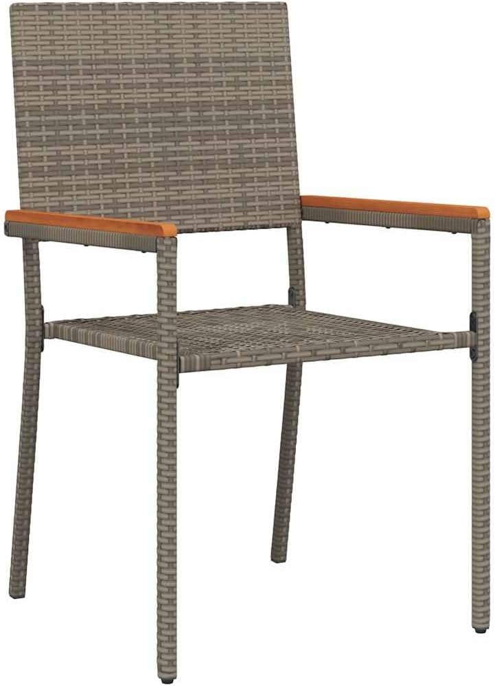 vidaXL Garden chairs 4 pcs Grey, Brown PE reed, Solid acacia wood - QUORE