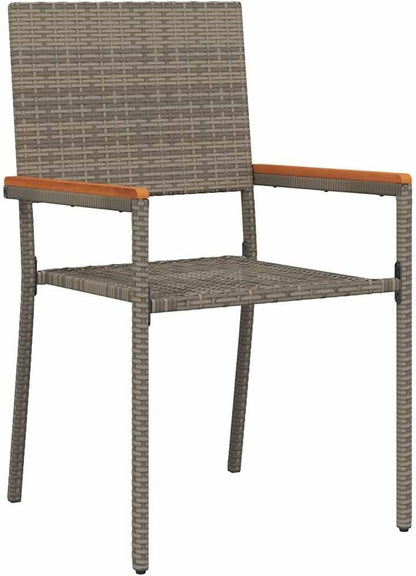 vidaXL Garden chairs 4 pcs Grey, Brown PE reed, Solid acacia wood - QUORE