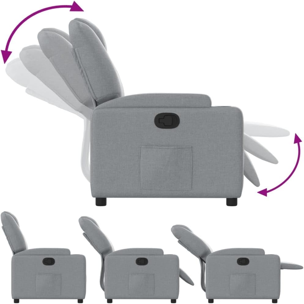 vidaXL Adjustable Chair, Recliner Chair with Backrest, Seat with Padded Armrests, Living Room, Modern, Light Grey, Fabric - QUORE