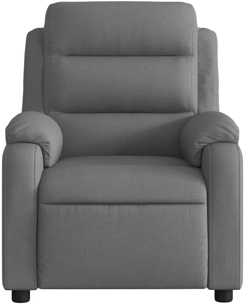 Relaxstoel donkergrijze stof TV fauteuil met ligfunctie, enkele ligstoel relaxstoel voor woonkamer, slaapkamer handmatig kantelsysteem mA7 - QUORE