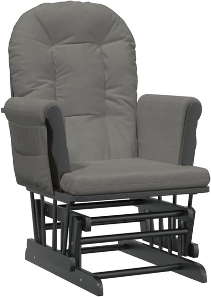 Schuifstoel – Relaxstoel – Fauteuil – Voedstoel – Lounge Stoel – Massief Rubberhout – Donkergrijs Stof