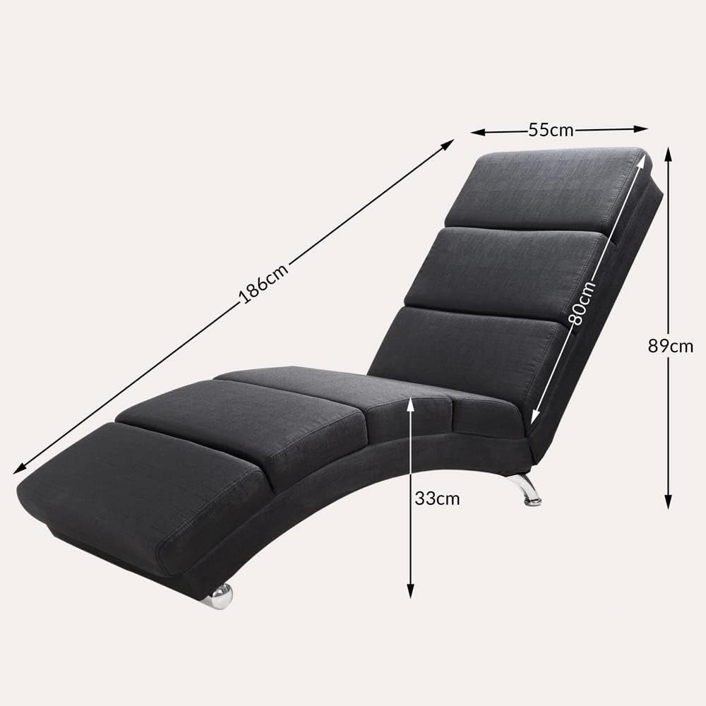 Casaria Relax Chair XXL Massage and Heating Function 186x89x55 cm Ergonomic Fabric Upholstered 180 kg Loadable Living Room Chaise Longue Relax Chair Anthracite - QUORE