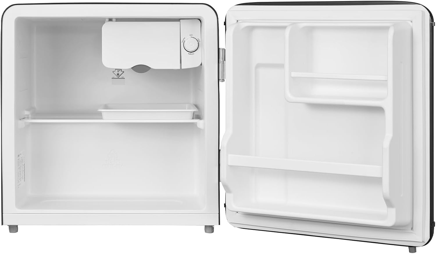 COMFEE' RCD50BL2EURT(E) Small Cooler, 47 Litres, Retro Design, Mini Bridge Table, Adjustable Thermostat, Quiet, Suitable for Home, Office and Hotel, Black - QUORE